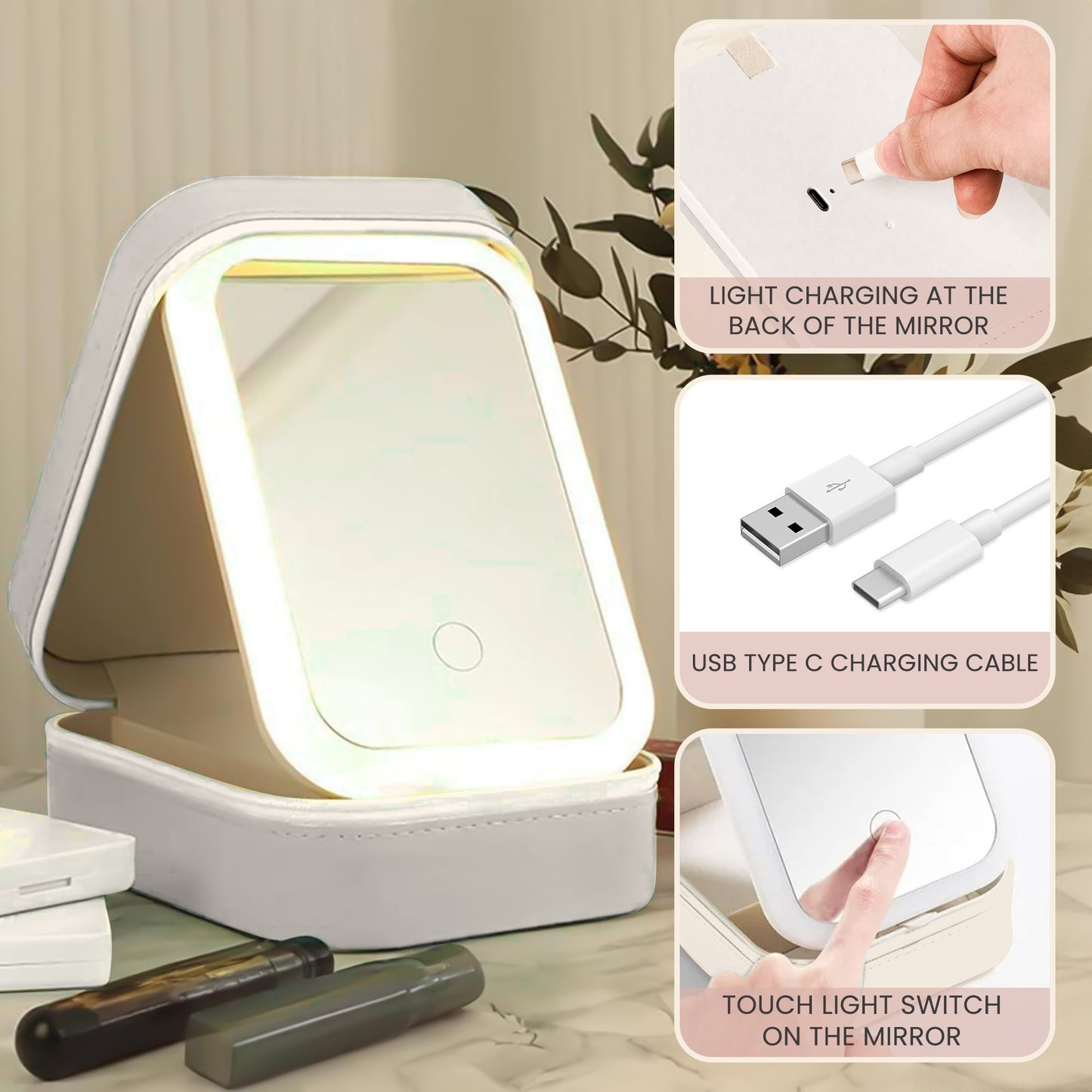 Custom Name & Birth Flower Christian Inspiration - Custom Makeup Box With LED Mirror