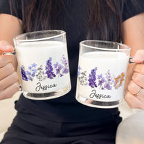 Custom Name & Birth Flower Faux Pressed Flower - Personalized Glass Mug
