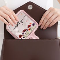 Custom Name & Birth Flower Faux Pressed Flower - Personalized Handheld Mirror