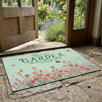 Custom Name & Birth Flower Garden Welcome Mat For Her, Mom, Grandma - Personalized Doormat