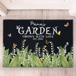 Custom Name & Birth Flower Garden Welcome Mat For Her, Mom, Grandma - Personalized Doormat