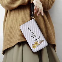 Custom Name & Birth Flower Gift For Her - Personalized Leather Long Wallet