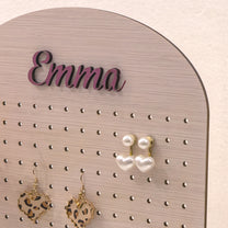 Custom Name & Birth Flower Gift For Her - Personalized Wooden Jewelry Stand