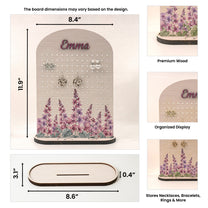 Custom Name & Birth Flower Gift For Her - Personalized Wooden Jewelry Stand