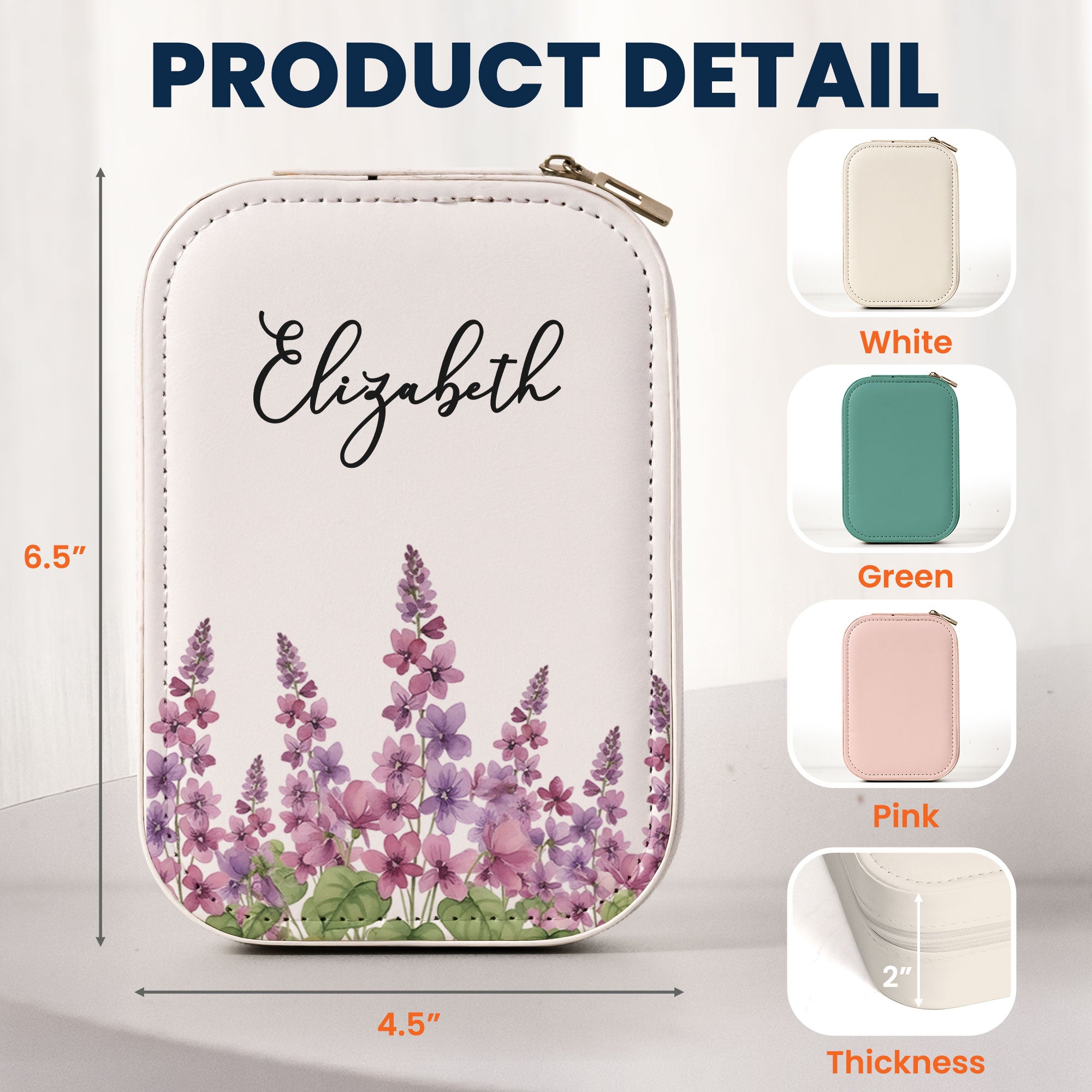 Custom Name & Birth Flower Gift For Her, Daughter, Sister - Custom Makeup Box With LED Mirror