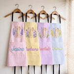 Custom Name & Birth Flower Striped Pattern - Personalized Apron