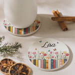Custom Name & Birthflower For Book Lovers - Personalized Coaster