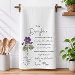 Custom Name & Birthflower Gift For Daughter Granddaughter - Personalized Kitchen Towel