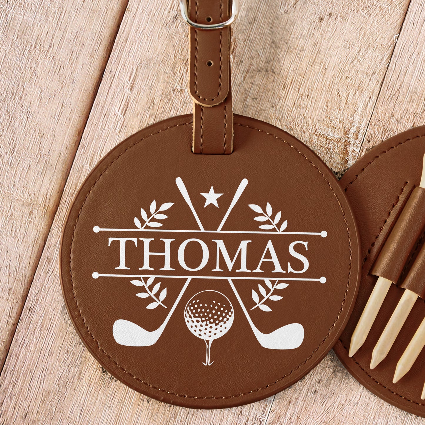 Custom Name, Initials For Him, Golf Lovers, Husband, Groomsmen - Personalized Leather Golf Bag Tag