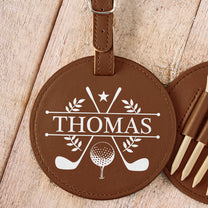 Custom Name, Initials For Him, Golf Lovers, Husband, Groomsmen - Personalized Leather Golf Bag Tag