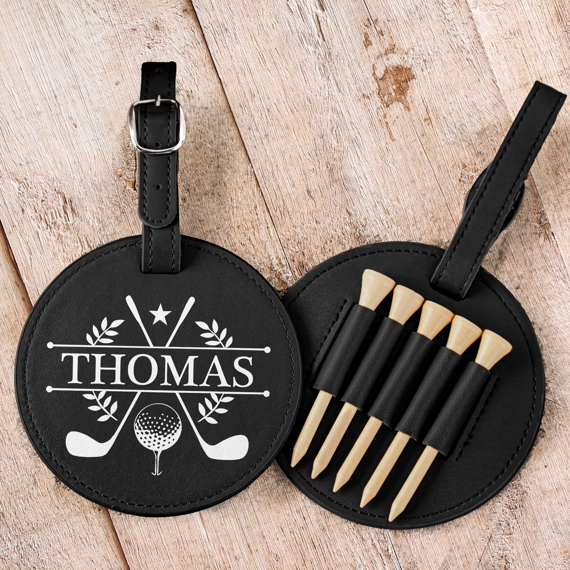 Father's Day Gifts, Custom Name, Initials For Him, Golf Lovers, Husband, Groomsmen - Personalized Leather Golf Bag Tag