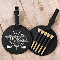 Custom Name, Initials For Him, Golf Lovers, Husband, Groomsmen - Personalized Leather Golf Bag Tag