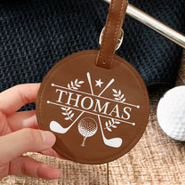Custom Name, Initials For Him, Golf Lovers, Husband, Groomsmen - Personalized Leather Golf Bag Tag
