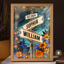 Custom Names Couple Street Sign - Personalized Light Up Picture Frame