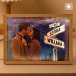 Custom Names Star Map Street Sign - Personalized Photo Light Up Picture Frame