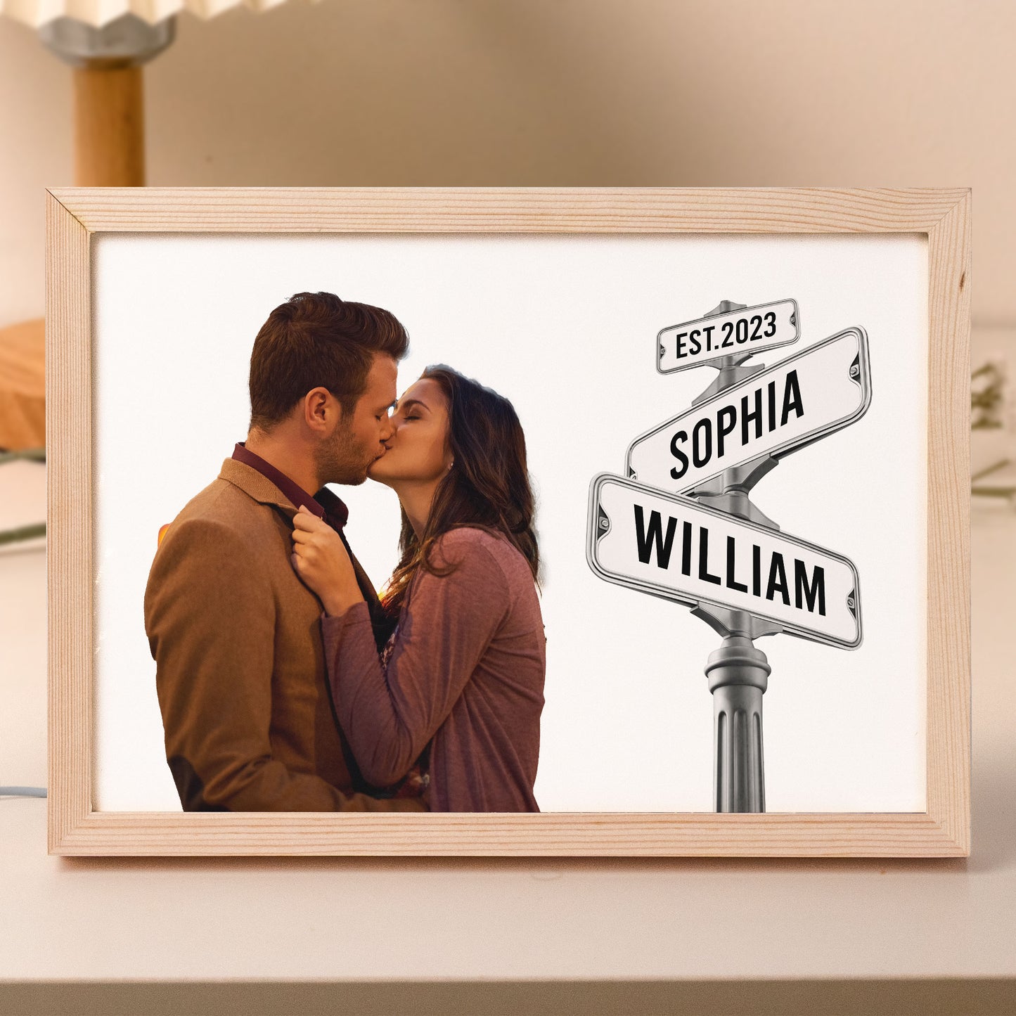 Custom Names Star Map Street Sign - Personalized Photo Light Up Picture Frame