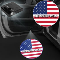 Custom National Flags Car Welcome Light With Family Name - Custom Car Door Projector Light
