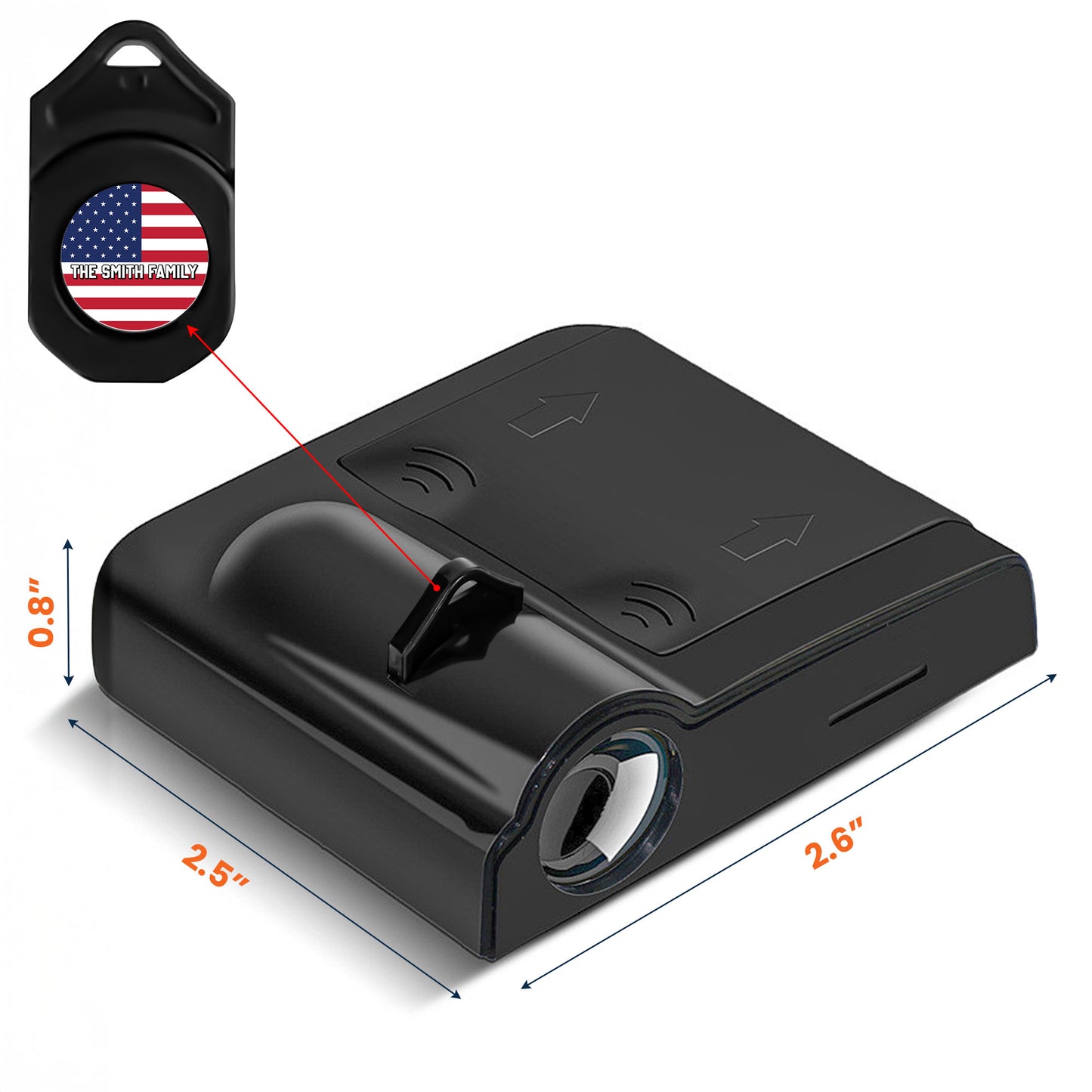 Custom National Flags Car Welcome Light With Family Name - Custom Car Door Projector Light