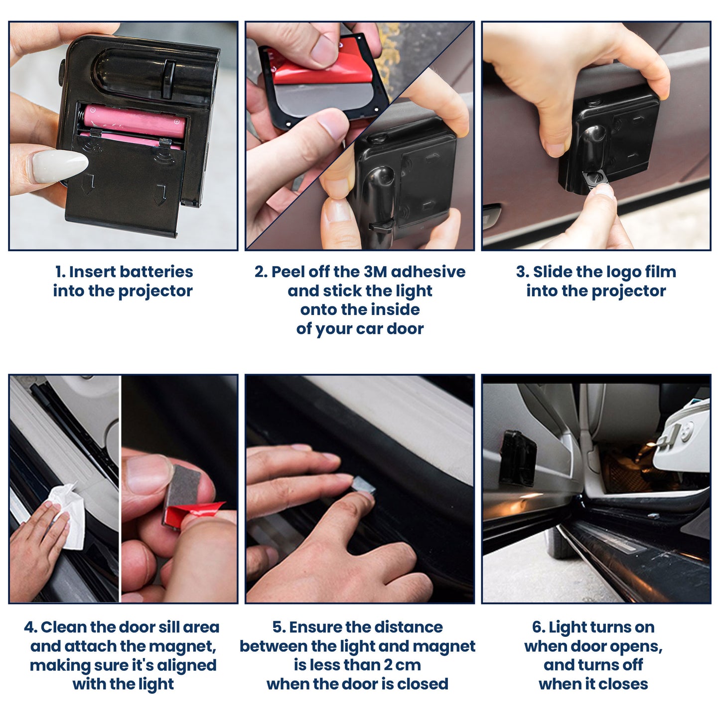 Custom National Flags Car Welcome Light With Family Name - Custom Car Door Projector Light