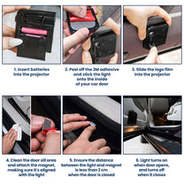 Custom National Flags Car Welcome Light With Family Name - Custom Car Door Projector Light