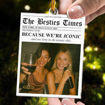 Custom Newspaper Friendship With Photo & Your Own Message - Personalized Acrylic Photo Ornament