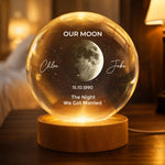 Custom Our Moon Phase, Romantic Crystal Ball Night For Her, Wife, Girlfriend - Personalized Night Light