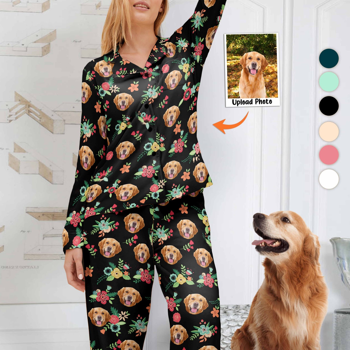 Custom Pet Face Flower - Personalized Photo Women's Pajamas Set