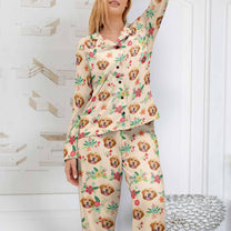 Custom Pet Face Flower - Personalized Photo Women's Pajamas Set