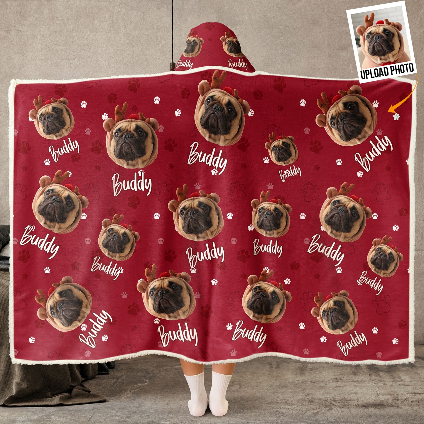 Custom Pet Face Funny - Personalized Photo Wearable Blanket Hoodie