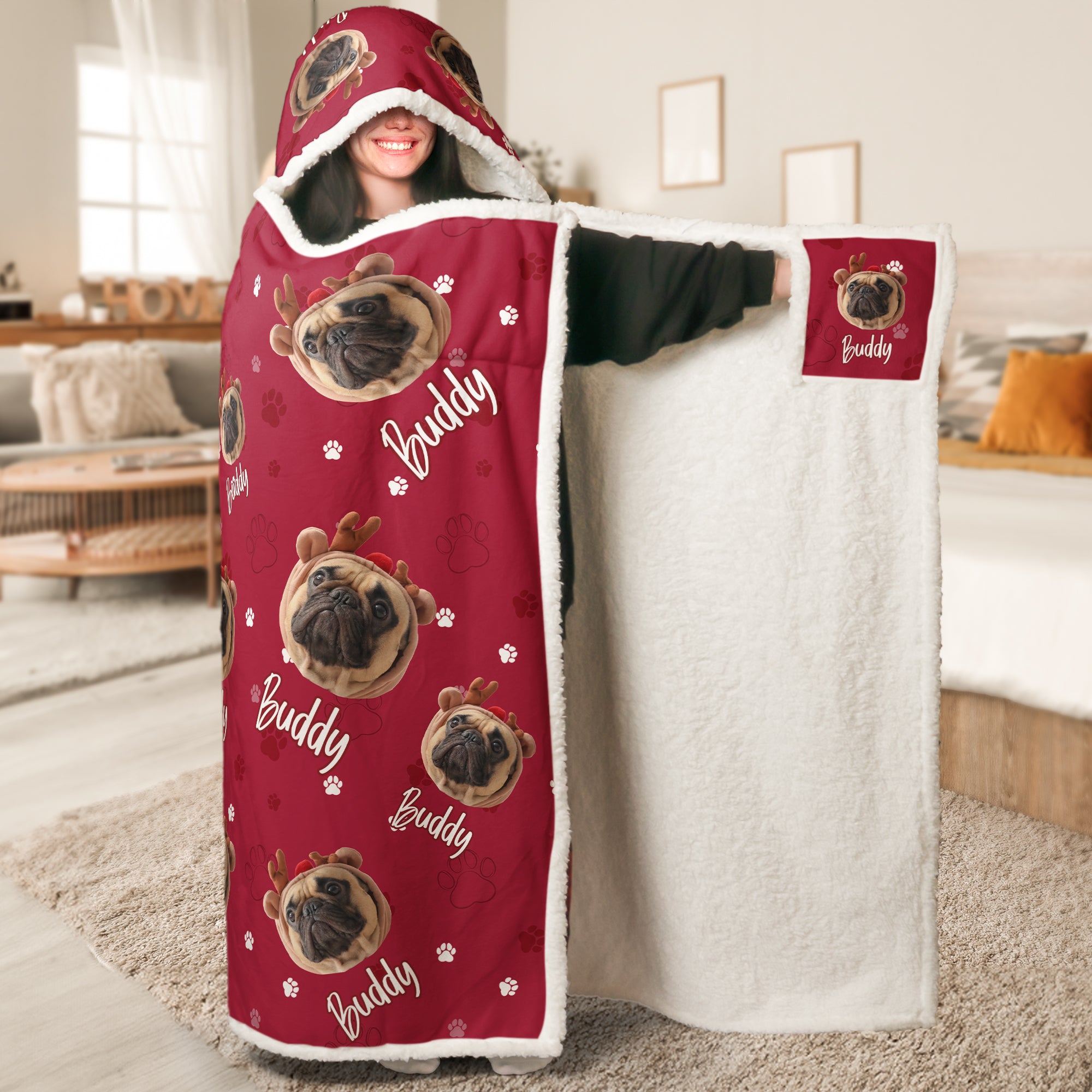 Custom Pet Face Funny - Personalized Photo Wearable Blanket Hoodie