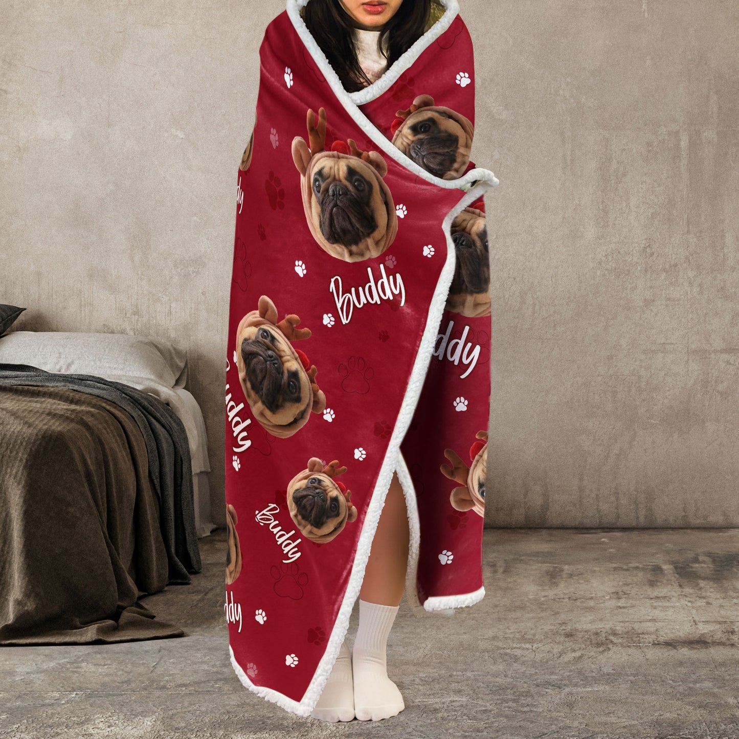Custom Pet Face Funny - Personalized Photo Wearable Blanket Hoodie