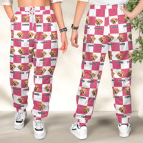Custom Pet Face-Multicolor Plaid - Personalized Photo Sweatpants