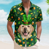 Custom Pet Face St Patrick's Day For Dog Lovers, Cat Lovers - Personalized Photo Hawaiian Shirt
