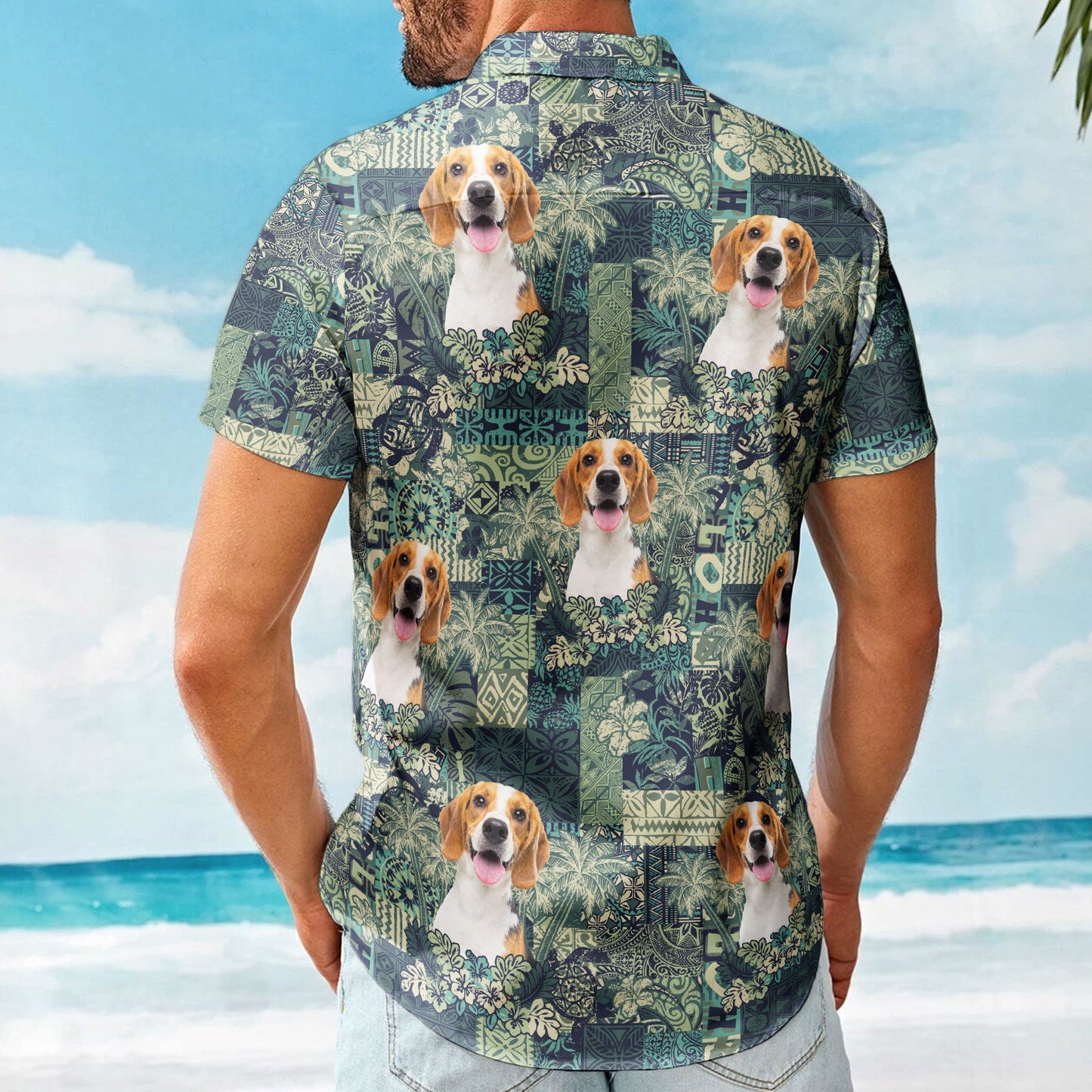 Custom Pet Funny Photo With Hibiscus And Palm Tree Pattern - Custom Photo Hawaiian Shirts