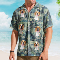 Custom Pet Funny Photo With Hibiscus And Palm Tree Pattern - Custom Photo Hawaiian Shirts