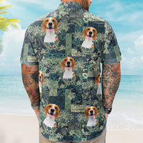 Custom Pet Funny Photo With Hibiscus And Palm Tree Pattern - Custom Photo Hawaiian Shirts