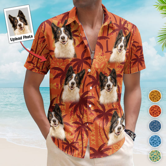 Custom Pet Funny Photo With Tropical Palm Trees - Custom Photo Hawaiian Shirts