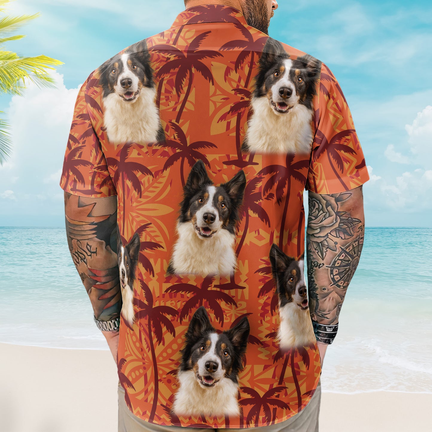 Custom Pet Funny Photo With Tropical Palm Trees - Custom Photo Hawaiian Shirts