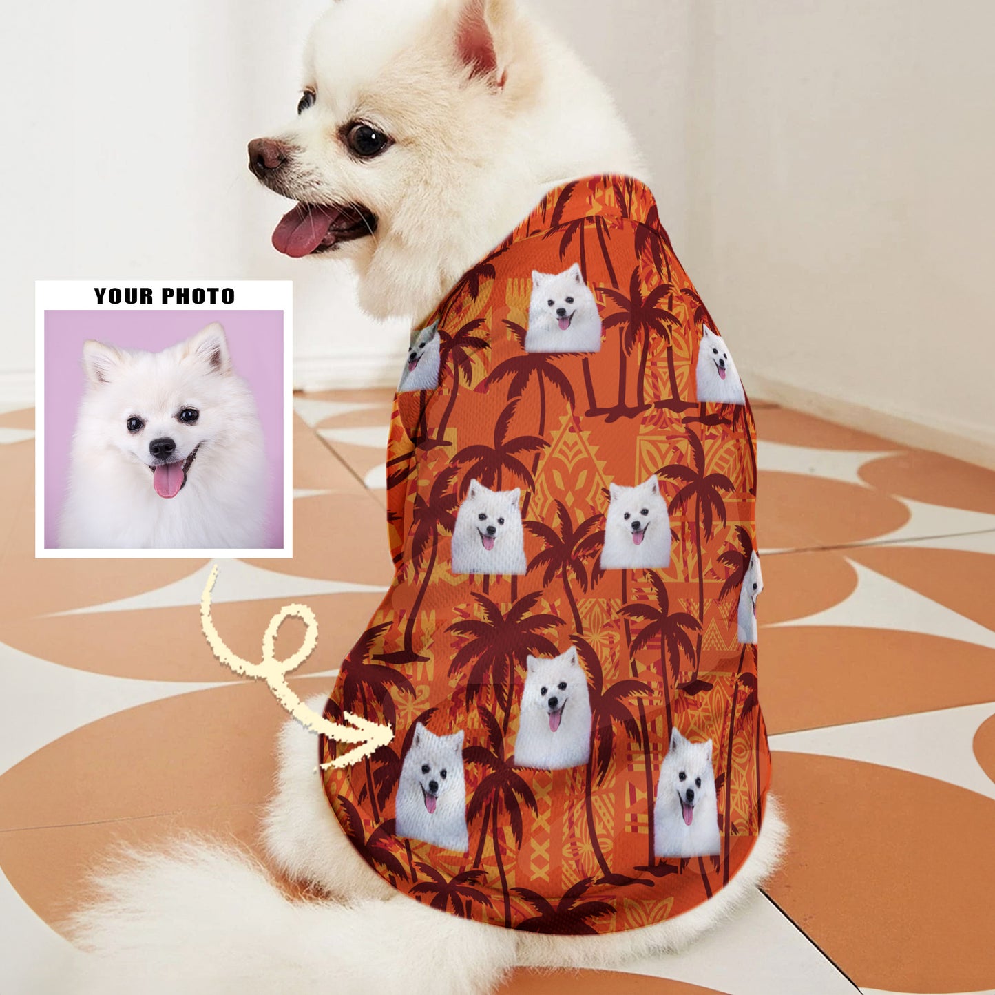 Custom Pet Funny Photo With Tropical Palm Trees - Personalized Photo Pet Shirt