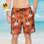 Custom Pet Funny Photo With Tropical Palm Trees - Personalized Photo Men's Beach Shorts