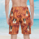 Custom Pet Funny Photo With Tropical Palm Trees - Personalized Photo Men's Beach Shorts