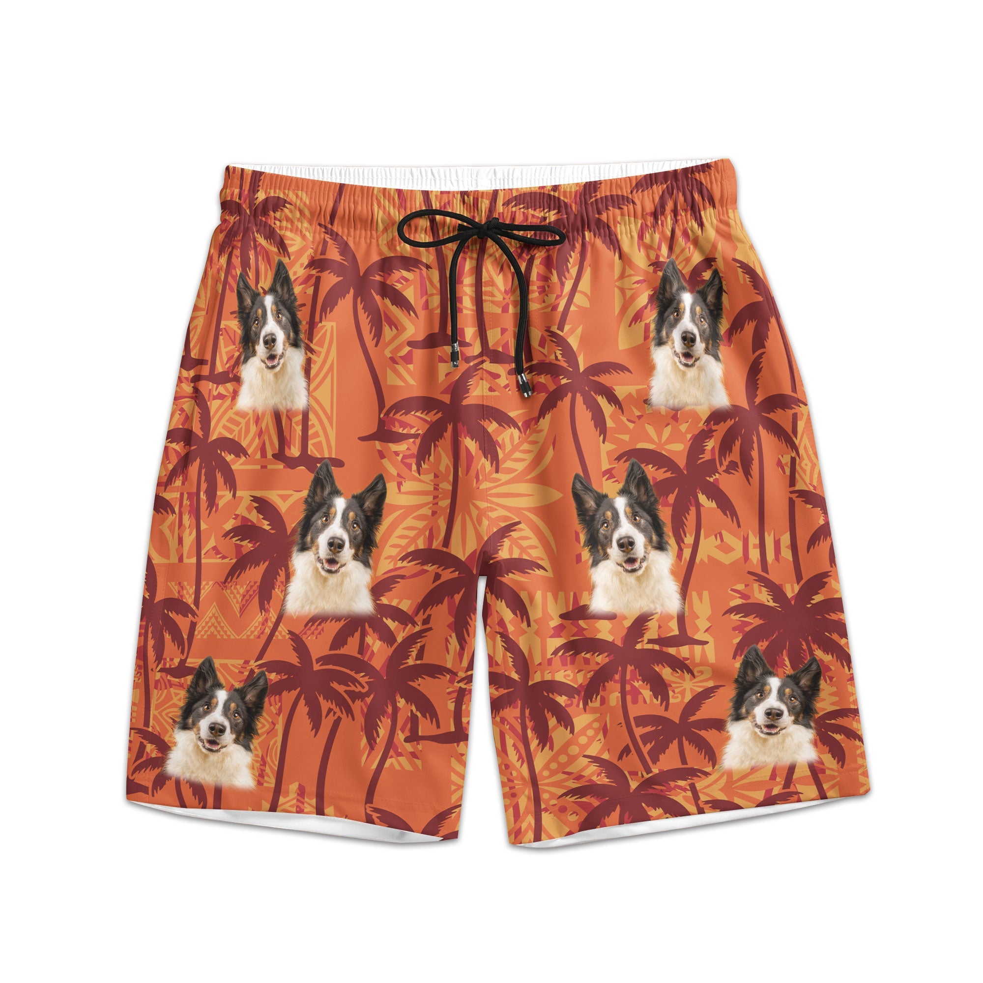 Custom Pet Funny Photo With Tropical Palm Trees - Personalized Photo Men's Beach Shorts