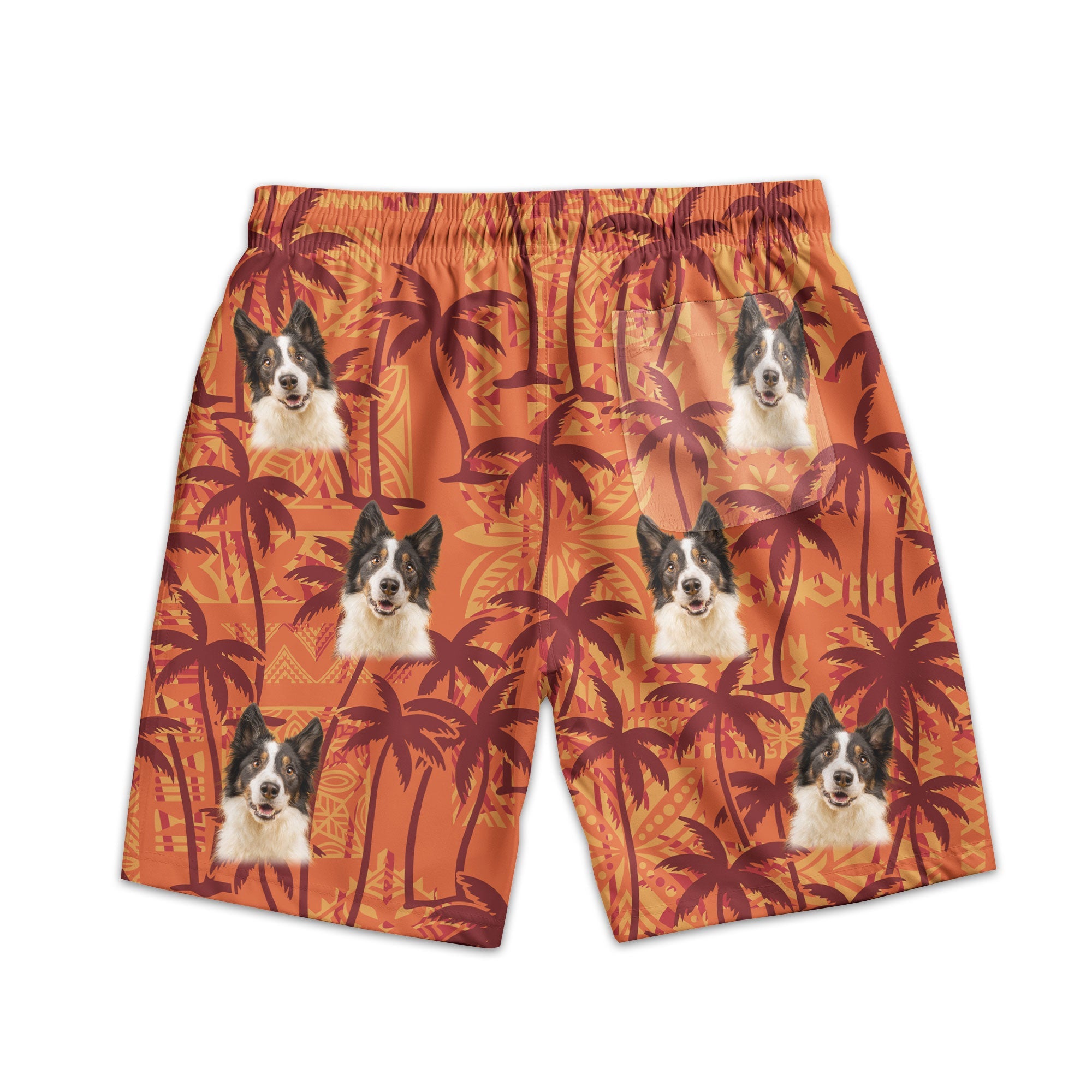 Custom Pet Funny Photo With Tropical Palm Trees - Personalized Photo Men's Beach Shorts