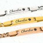 Custom Pet Name Bracelet - Personalized Stainless Steel Engraved Name Bracelet