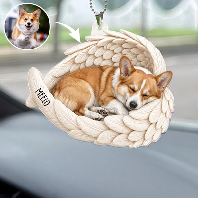 Custom Pet Photo Angel Wings Memorial Pet Loss Gifts For Pet Lovers - Personalized Rear View Mirror Accessory
