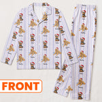 Custom Pet Photo Cartoon Style Striped Pajamas For Pet Lovers - Personalized Pajamas