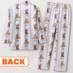 Custom Pet Photo Cartoon Style Striped Pajamas For Pet Lovers - Personalized Pajamas