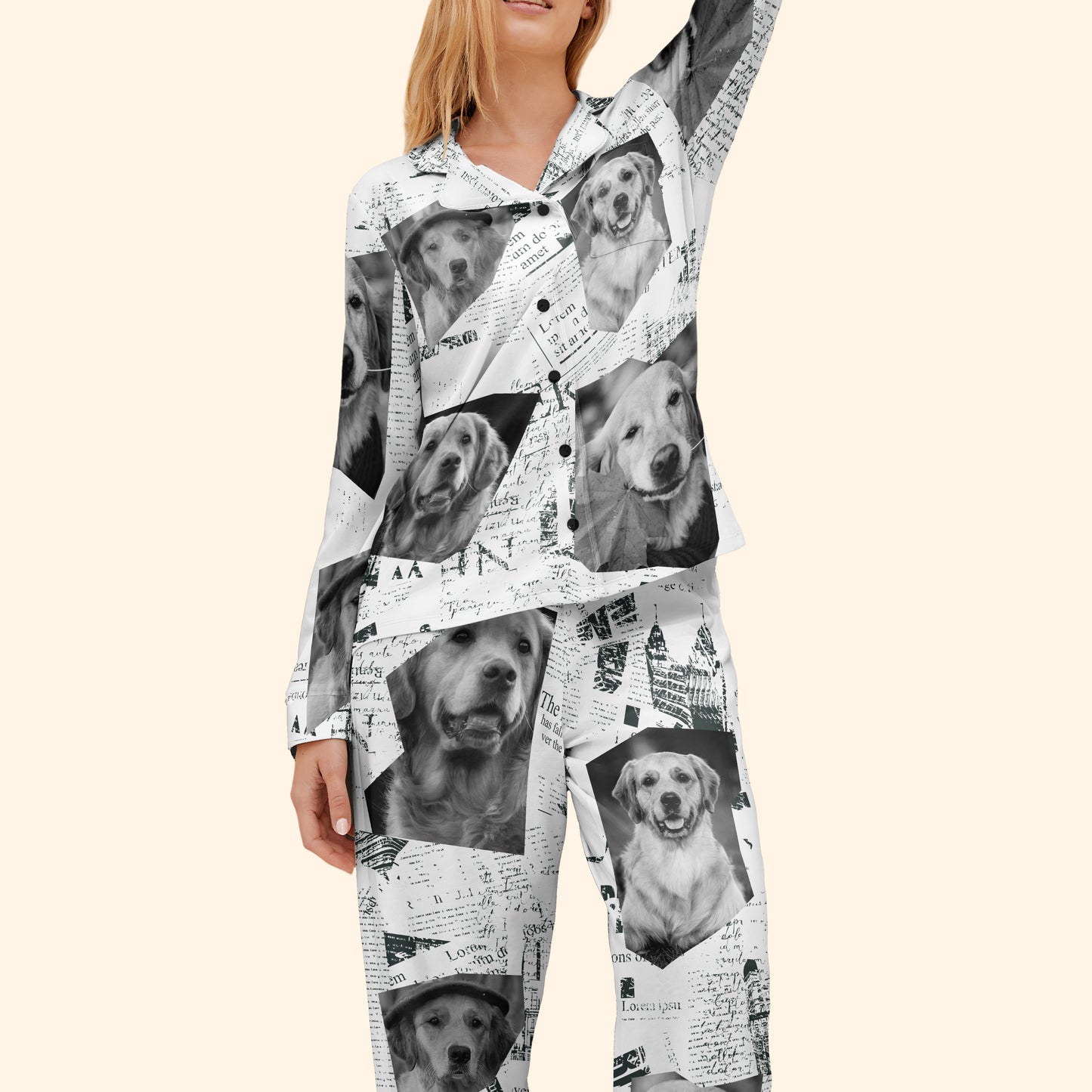 Custom Pet Photo Newspaper - Personalized Photo Women's Pajamas Set