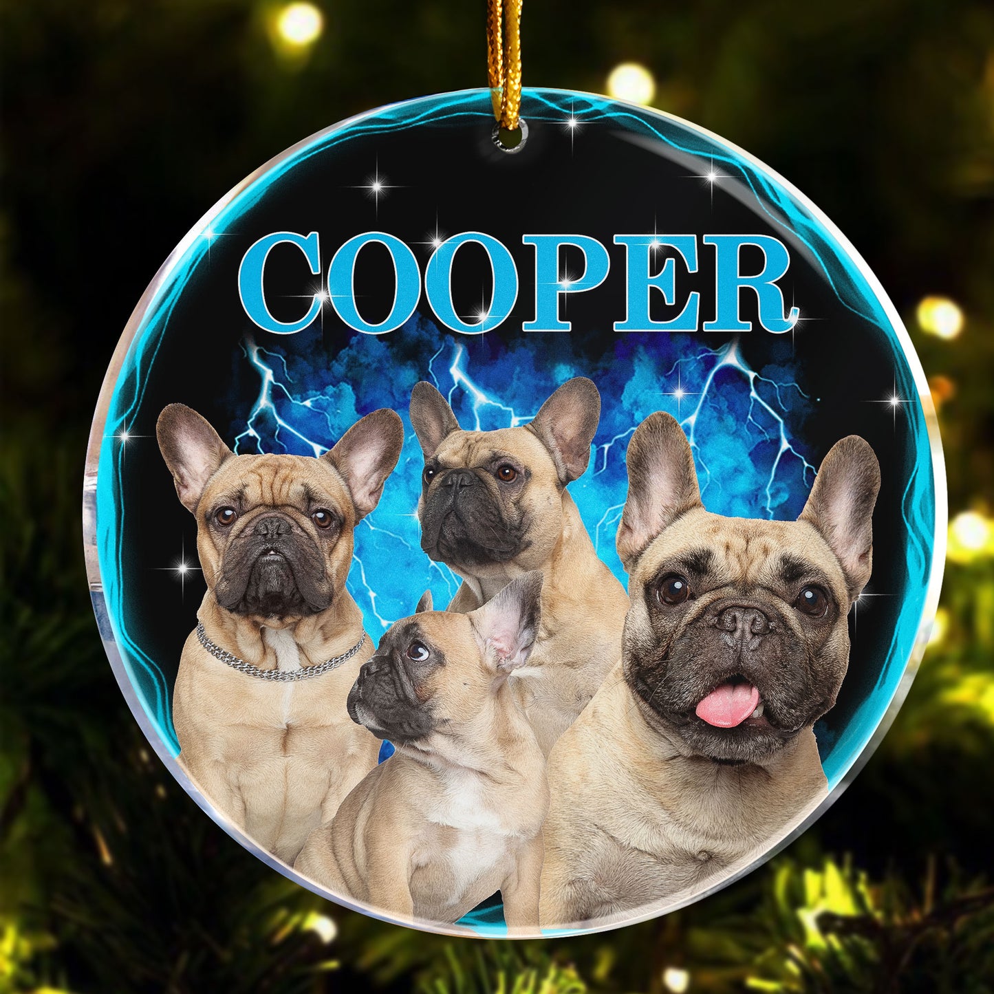 Custom Pet Photos Bootleg Style - Personalized Acrylic Photo Ornament