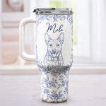 Custom Pet Portrait 40oz Tumbler For Dog Lover, Cat Lover - Personalized 40oz Tumbler With Straw